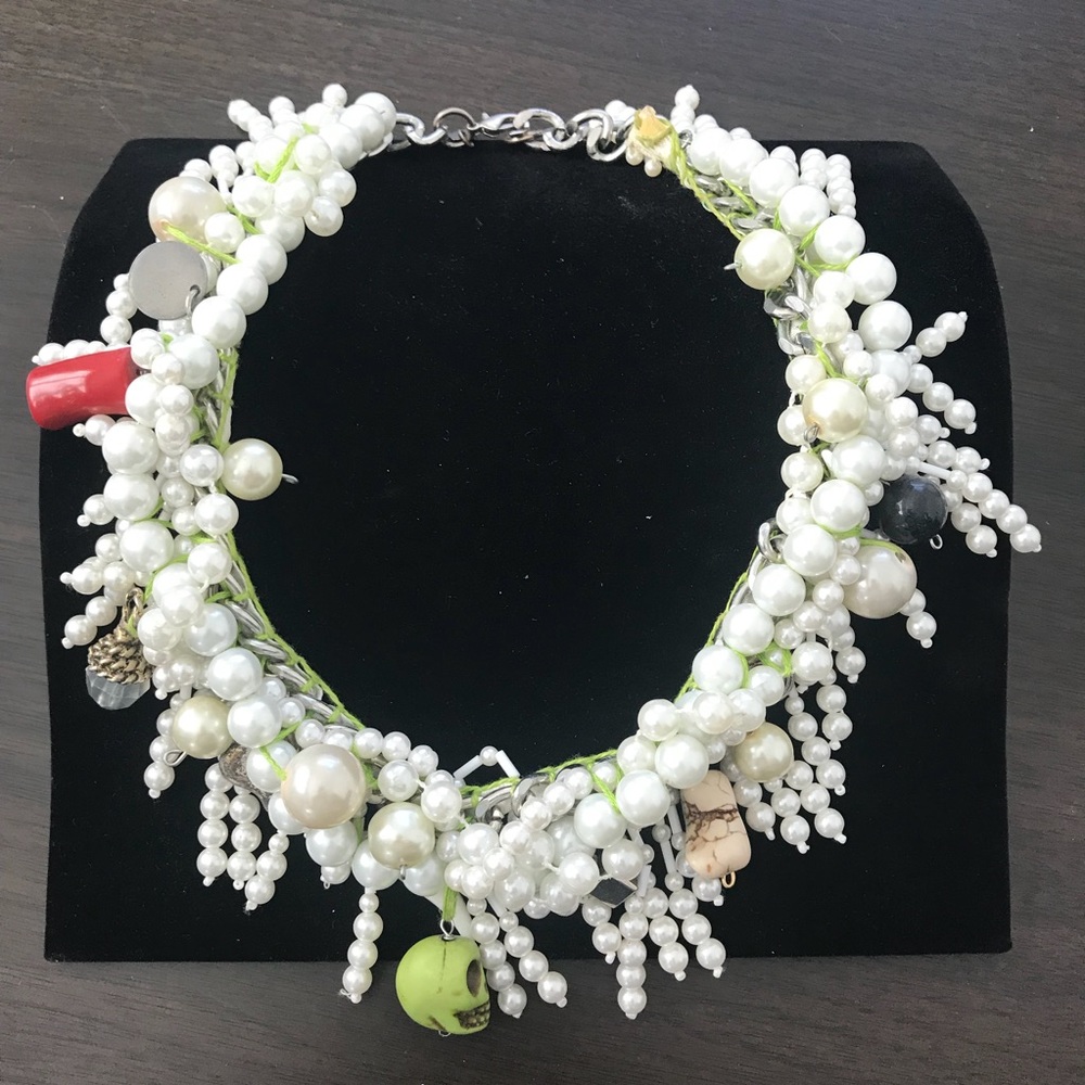 Micha design white beaded statement necklace!